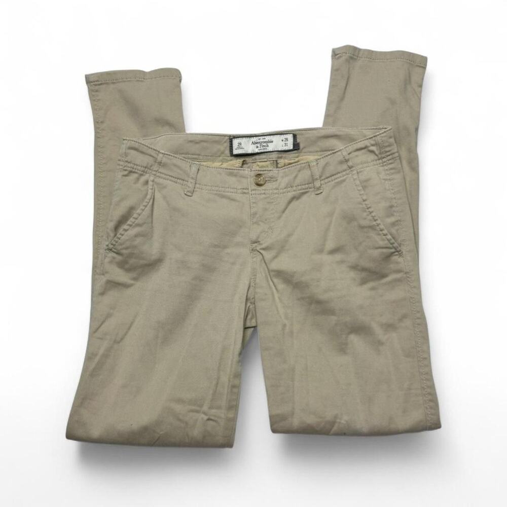 Abercrombie Khaki Low Rise Chino Business Preppy Pant Size 2R Waist 26 Length 31